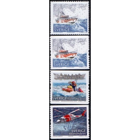 Sverige 2007. Redning til havs. AFA nr. 2505-07B, postfrisk sammentryk stemplet  hæfte FDC parstykkke