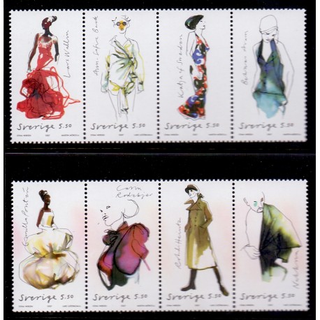 Sverige 2007. Svensk mode. AFA nr. 2534-41, postfrisk sammentryk stemplet  hæfte FDC parstykkke