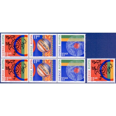 Sverige 2007.Samisk kultur. AFA nr. 2548-50, postfrisk sammentryk  stemplet  hæfte FDC parstykkke