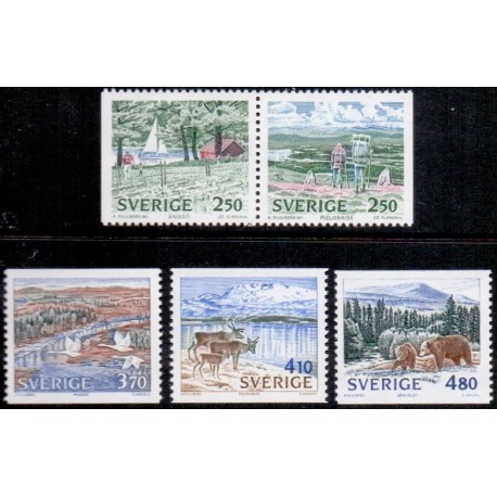 Sverige. 1990. Nationalparker. AFA nr. 1534-38 postfrisk Stemplet hæfte FDC parstykkke SWEDEN **/o