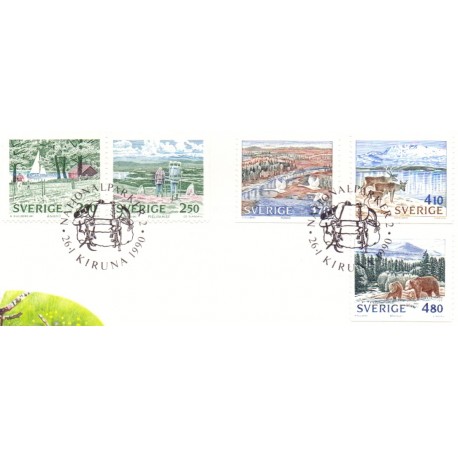 Sverige. 1990. Nationalparker. AFA nr. 1534-38 postfrisk Stemplet hæfte FDC parstykkke SWEDEN **/o