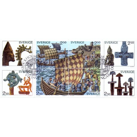 Sverige. 1990. Vikinger. AFA nr. 1539-46 postfrisk parstykker Stemplet hæfte FDC parstykkke SWEDEN **/o