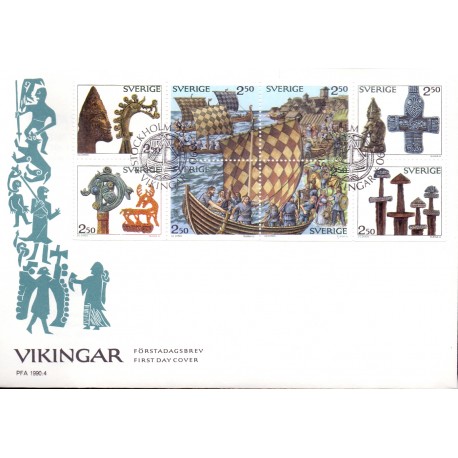 Sverige. 1990. Vikinger. AFA nr. 1539-46 postfrisk parstykker Stemplet hæfte FDC parstykkke SWEDEN **/o