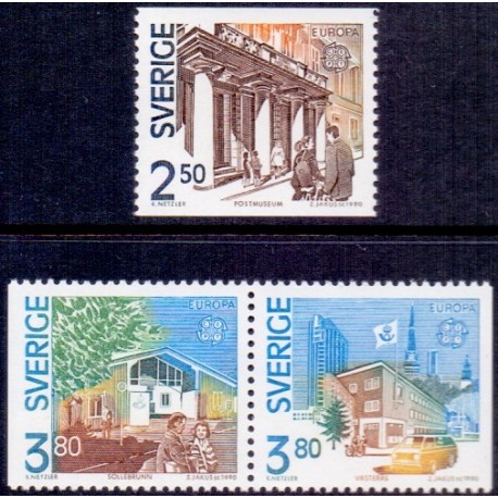 Sverige. 1990. Europamærker / CEPT. AFA nr. 1547-49 postfrisk Stemplet hæfte FDC parstykkke SWEDEN **/o
