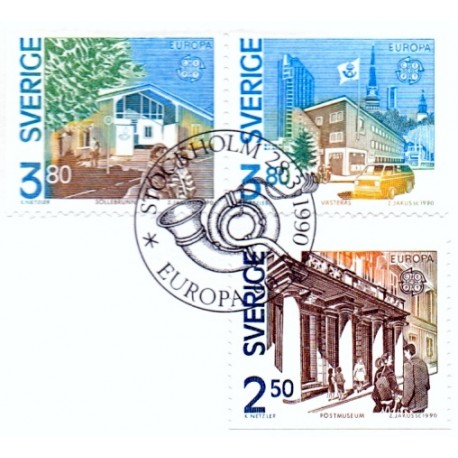 Sverige. 1990. Europamærker / CEPT. AFA nr. 1547-49 postfrisk Stemplet hæfte FDC parstykkke SWEDEN **/o