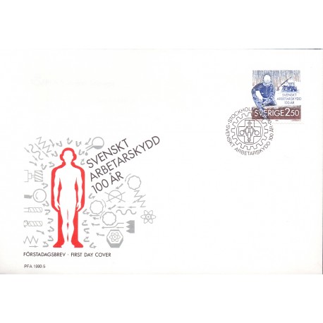 Sverige. 1990. Arbejderbeskyttelse. AFA nr. 1550 postfrisk Stemplet hæfte FDC parstykkke SWEDEN **/o