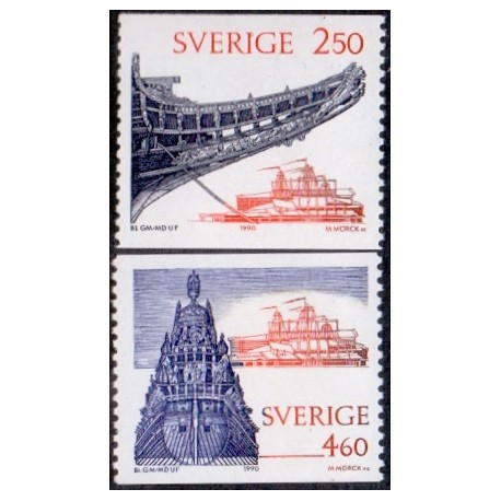 Sverige. 1990. Vasamuseet. AFA nr. 1551-52 postfrisk Stemplet hæfte FDC parstykkke SWEDEN **/o