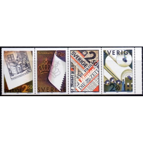 Sverige. 1990. Papirproduktion. AFA nr. 1566-69 postfrisk sammentryk Stemplet hæfte FDC parstykkke SWEDEN **/o