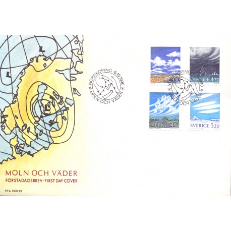 Sverige. 1990. Vejret. AFA nr. 1570-73 postfrisk Stemplet hæfte FDC parstykkke SWEDEN **/o