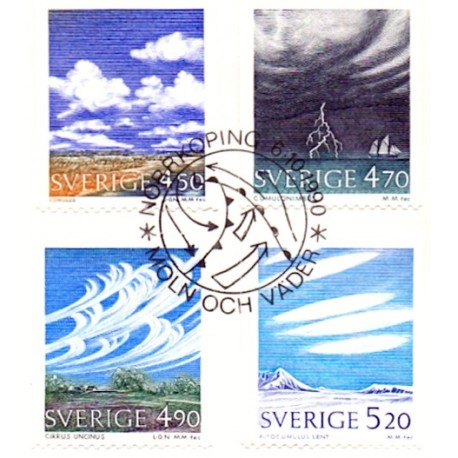 Sverige. 1990. Vejret. AFA nr. 1570-73 postfrisk Stemplet hæfte FDC parstykkke SWEDEN **/o