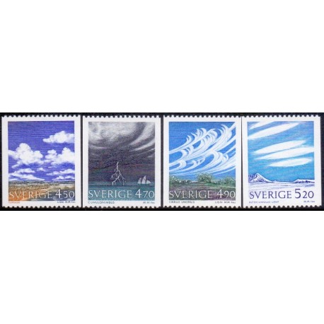 Sverige. 1990. Vejret. AFA nr. 1570-73 postfrisk Stemplet hæfte FDC parstykkke SWEDEN **/o
