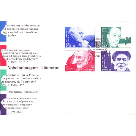 Sverige. 1990. Nobelpristager. AFA nr. 1585-88  postfrisk sammentryk Stemplet hæfte FDC parstykkke SWEDEN **/o