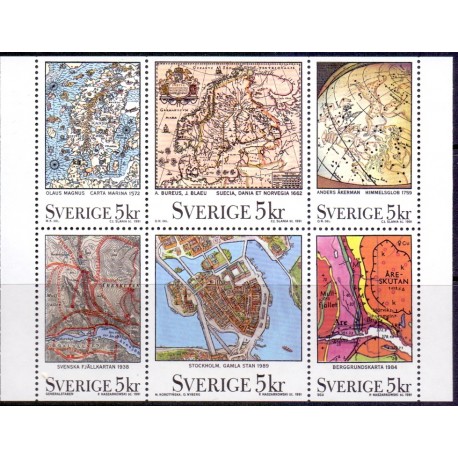 Sverige. 1991. Svenske kort. AFA nr. 1589-94  postfrisk sammentryk Stemplet hæfte FDC parstykkke SWEDEN **/o