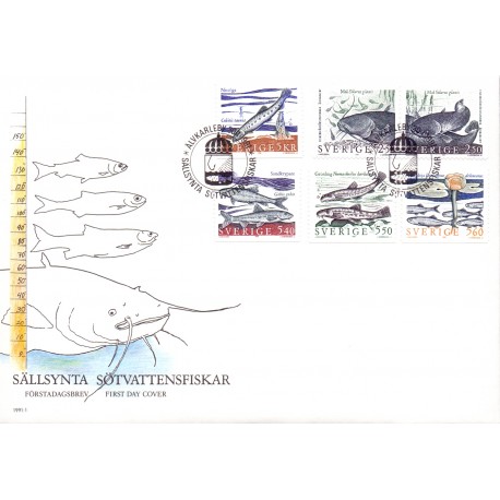 Sverige. 1991. Fisk. AFA nr. 1595-1600  postfrisk Stemplet hæfte FDC parstykkke SWEDEN **/o