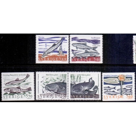 Sverige. 1991. Fisk. AFA nr. 1595-1600  postfrisk Stemplet hæfte FDC parstykkke SWEDEN **/o