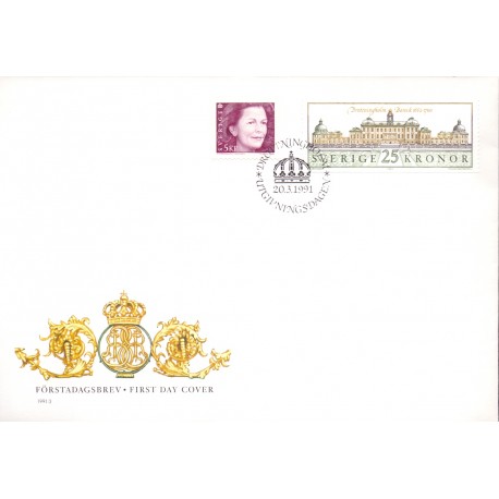 Sverige. 1991. Drottningholms Slot. AFA nr. 1601  postfrisk Stemplet hæfte FDC parstykkke SWEDEN **/o