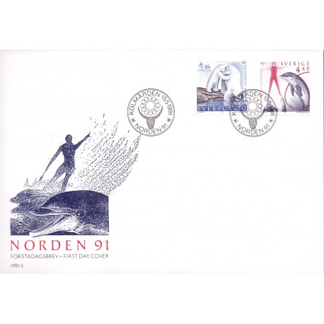 Sverige. 1991. Norden Frimærker. AFA nr. 1606-07  postfrisk Stemplet hæfte FDC parstykkke SWEDEN **/o