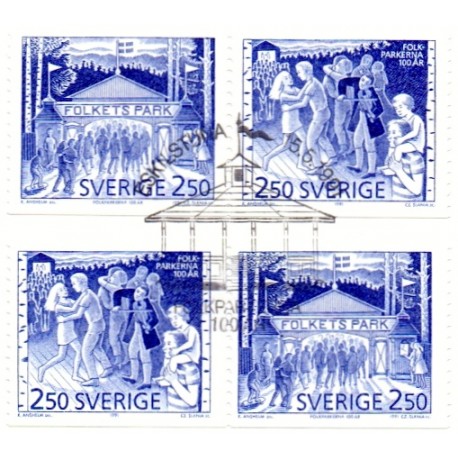 Sverige. 1991. Folkeparker 100 år. AFA nr. 1608-09  postfriske parstykker Stemplet hæfte FDC parstykkke SWEDEN **/o
