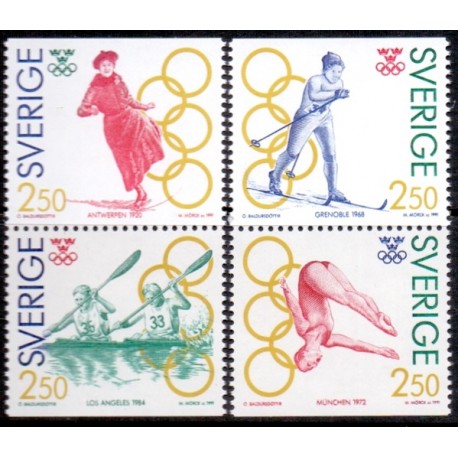 Sverige. 1991. Kvindelige guldmedaljevinder. AFA nr. 1610-13  postfrisk 4-blok Stemplet hæfte FDC parstykkke SWEDEN **/o