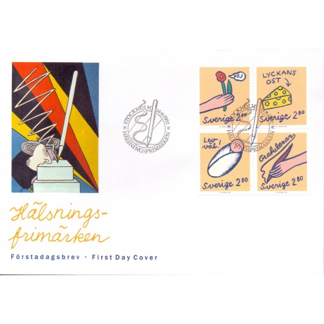 Sverige. 1992. Brevhilsner. AFA nr. 1658-61 postfrisk sammentryk Stemplet hæfte FDC parstykkke SWEDEN **/o