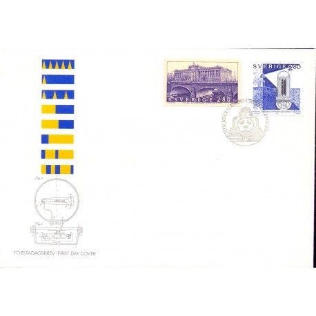 Sverige. 1992. Rigsdagshuset og Patentkontoret. AFA nr. 1662-63 postfrisk Stemplet hæfte FDC parstykkke SWEDEN **/o