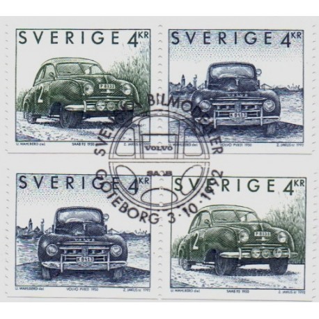 Sverige. 1992. Svenske biler. AFA nr. 1670-71 i postfrisk parstykker Stemplet hæfte FDC parstykkke SWEDEN **/o