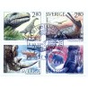Sverige. 1992. Forhistoriske dyr. AFA nr. 1676-79 postfrisk sammentryk Stemplet hæfte FDC parstykkke SWEDEN **/o