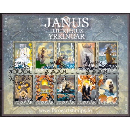 Færøerne 2004, Digte af Janus Djurhus AFA nr. 493-502 miniark postfrisk