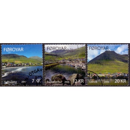 Færøerne 2006. 7,00-20,00 Kr. Dagligmærker Bygder AFA nr. 549-51 stemplet postfrisk
