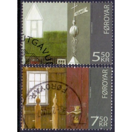 Færøerne 2006.5,50-7,50 Kr. Kirken i Sandur AFA nr. 576-7 postfrisk stemplet