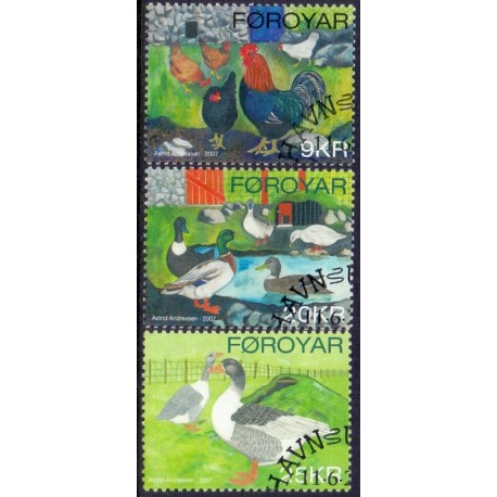 Færøerne 2007. 9,00-25,00 Kr. Fjerkræ AFA nr. 604-6 postfrisk stemplet