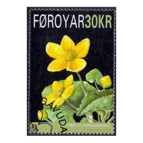Færøerne 2008. 30 Kr. Nationalblomst AFA nr. 641 postfrisk stemplet