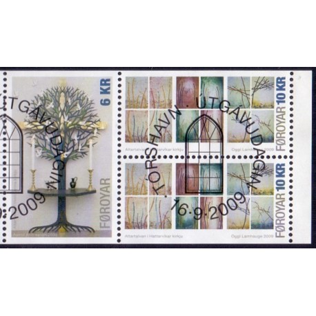 Færøerne 2009. 6,00-10,00 Kr. Julefrimærker AFA nr. 682-3Co-Cn postfrisk (fra hæfter) stemplet