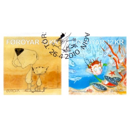 Færøerne 2010. 10,00-12,00 Kr. Europamærker / CEPT, fra hæfte. AFA nr. 696E-97E postfrisk stemplet