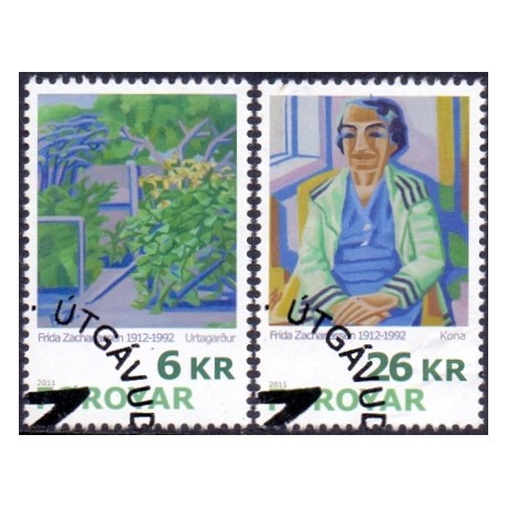 Færøerne 2011. 6,00-26,00 Kr. Kunst. Frida Zacharissen. AFA nr. 723-4  Postfrisk stemplet