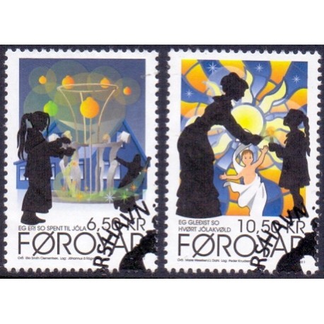 Færøerne 2011. 6,50-10,50 Kr. Julesange 2. AFA nr. 732-3 Postfrisk stemplet