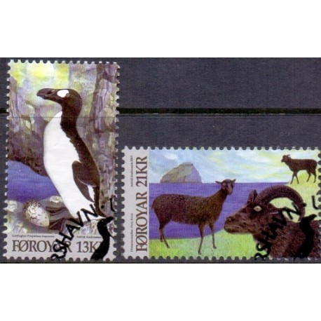 Færøerne 2012. 13,00-21,00 Kr. Dyr fra Landnamstiden. AFA nr. 740-41 Postfrisk stemplet