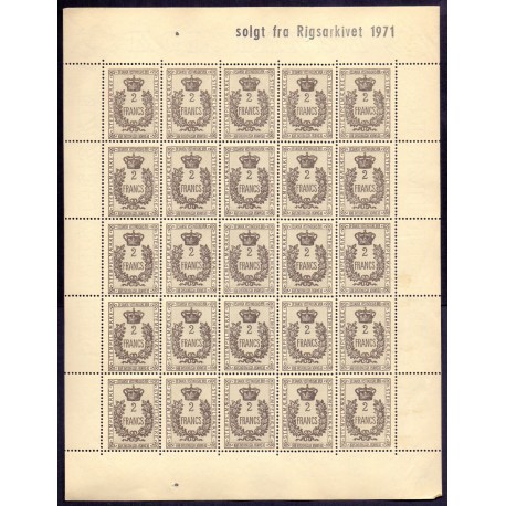 DWI 10 Bit Stempelmærke i postfriks helark, solgt fra Rigsarkivet 1971 overstemplet MAK.