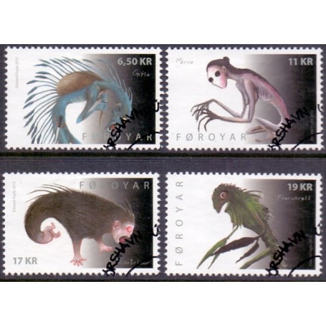 Færøerne 2012. 6,50-19,00 Kr. Monstre. AFA nr. 747-50 Postfrisk stemplet