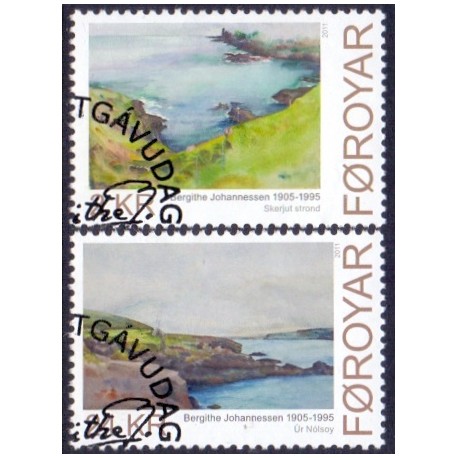 Færøerne 2011. 2,00-24,00 Kr. Kunst Bergithe Johannessen. AFA nr. 721-22 Postfrisk Postfrisk stemplet