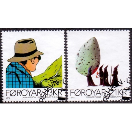 Færøerne 2012. 13,00-21,00 Kr. Nordisk samtidskunst. AFA nr. 758-9 Postfrisk stemplet