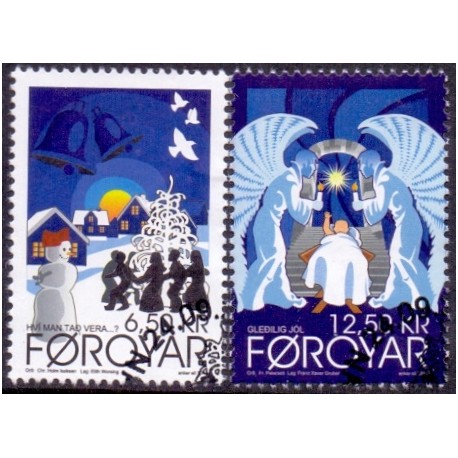 Færøerne 2012. 6,50-12,50 Kr. Julesange 3. AFA nr. 761-2 Postfrisk stemplet