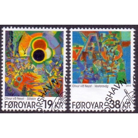 Færøerne 2013. 19,00-38,00 Kr. Kunst Olivur vio Neyst AFA nr. 787-88 Postfrisk  stemplet