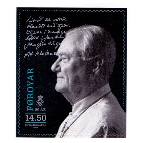 Færøerne 2014. 14,50 Kr. Prinsgemalen 80 år, fra hæfte. AFA nr. 808E Postfrisk  stemplet