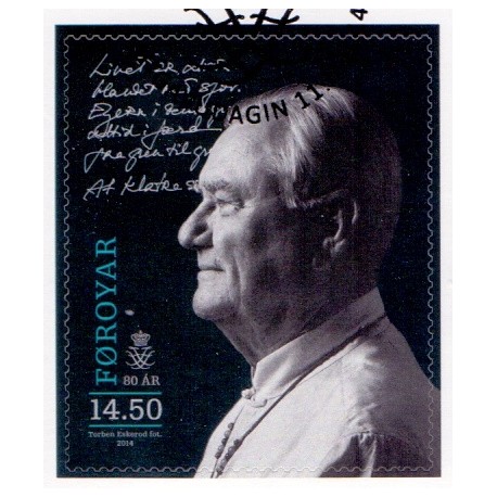 Færøerne 2014. 14,50 Kr. Prinsgemalen 80 år, fra hæfte. AFA nr. 808E Postfrisk  stemplet