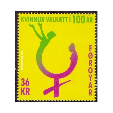 Færøerne 2015. Kvinders valgret 100 år. AFA nr. 819 Postfrisk  stemplet