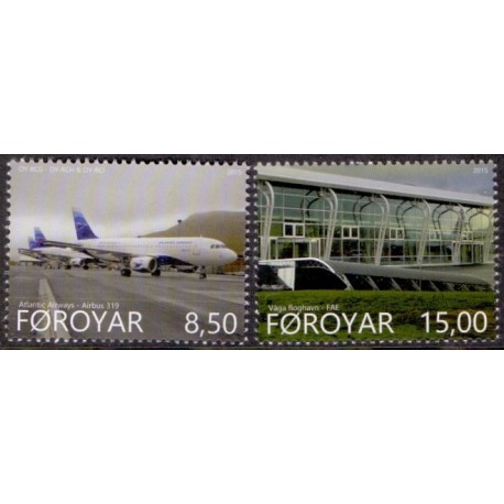 Færøerne 2015. Vagar Lufthavns nye terminal. AFA nr. 820-21 Postfrisk  stemplet