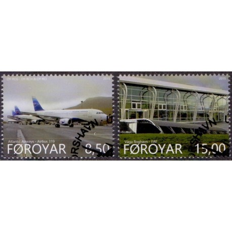 Færøerne 2015. Vagar Lufthavns nye terminal. AFA nr. 820-21 Postfrisk  stemplet