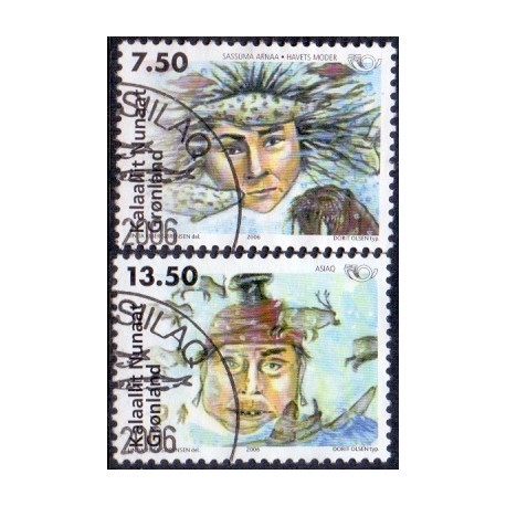 2006. 7,50-13,50 Kr. Nordisk mytologi II. AFA nr. 465-6 postfrisk stemplet