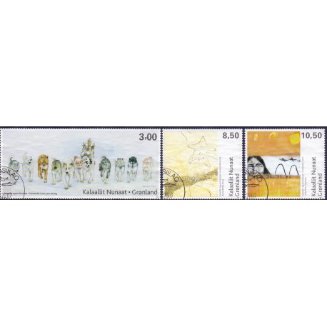2007. 3,00-10,50 Kr. Moderne kunst I. AFA nr. 493-5 postfrisk stemplet